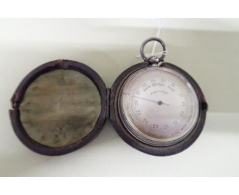 A cased silver compensated pocket barometer - London 1893, maker JS &amp; S 