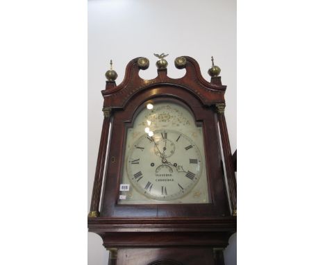 A longcase clock by Fletcher of Cambridge, 8 day movement in a mahogany case, roman numerals and subsidiary seconds dial, pai