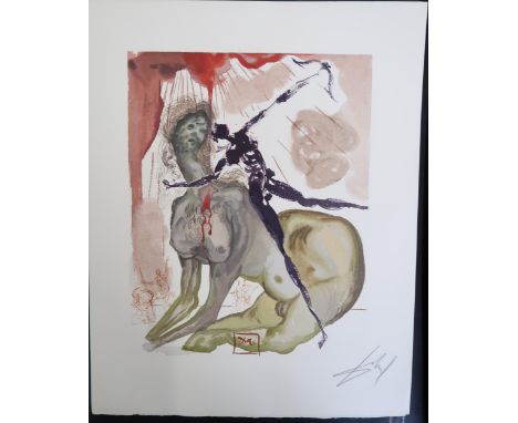 Salvador Dali - Print, unframed - The Minotaur Inferno - 19cm x 24cm - signed 