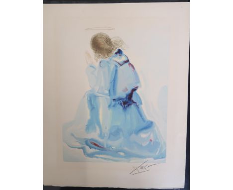 Salvador Dali - Print, unframed - The Angel of the First Heaven Paradise - 18cm x 24cm - signed 