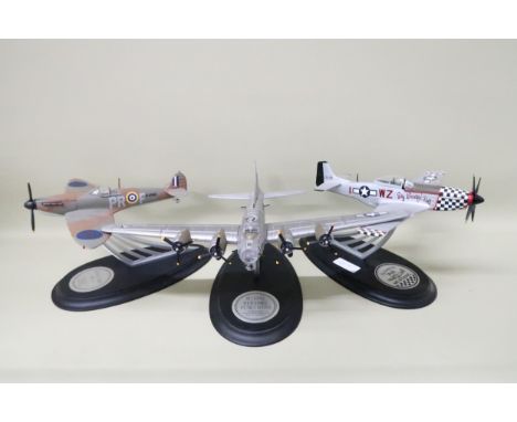 A Franklin Mint B17G Flying Fortress 1:96 scale model, a Franklin Mint P57 Mustang 1:48 scale model and a Franklin Mint Spitf