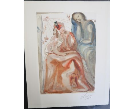 Salvador Dali - Print, unframed - Dante Re Awakes Purgatory - 19cm x 24cm - signed