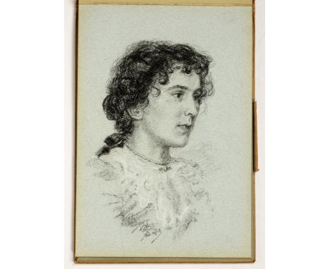 PERCY W. YOUNG, A WINSOR AND NEWTON LIMITED SKETCH BOOK OF PORTRAIT HEADS OF LADIES AND GENTLEMAN, ALL SIGNED WITH INITIALS A