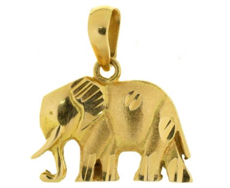 A GOLD ELEPHANT PENDANT, MARKED 18K, 3.5G++IN GOOD CONDITION, WITH LIGHT WEAR CONSISTENT WITH AGE