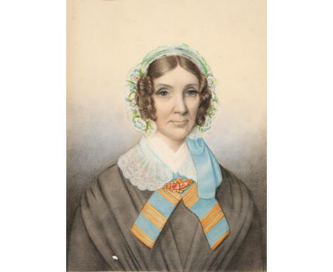 19TH C SCHOOL, PORTRAIT OF A LADY, WATERCOLOUR, 35 X 26CM