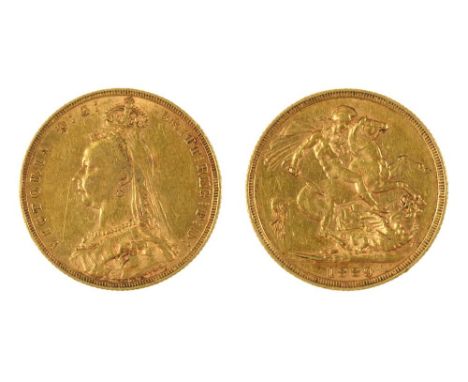 GOLD COIN. SOVEREIGN, 1889, 8G++SCRATCHES AND LIGHT WEAR CONSISTENT WITH AGE