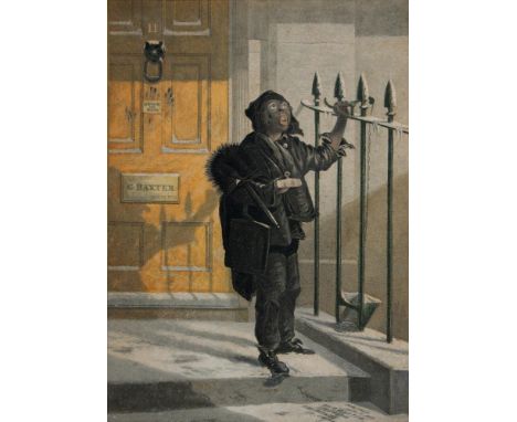 AFTER GEORGE BAXTER, CHIMNEY SWEEP, LITHOGRAPH, 14 X 11CM AND TWO OTHERS 