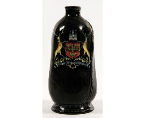 A ROYAL DOULTON 'LEATHER BOTTEL' WHISKY FLASK, MADE FOR SKINNER AND ROOK OF NOTTINGHAM, 20.5CM H, IMPRESSED MARK, EARLY 20TH 