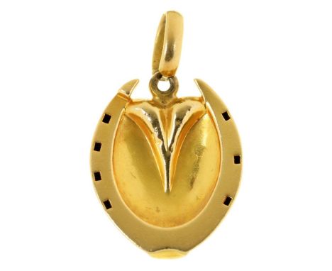 A VICTORIAN GOLD HORSESHOE LOCKET, MARKED 18CT, 10G++LIGHT WEAR, SCRATCHES AND MINOR DENTS