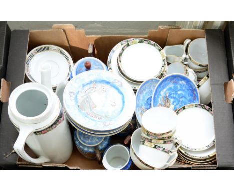 A JAPANESE BLUE GROUND DRAGON TEA SERVICE, A NORITAKE BLACK AND FLORAL BORDERED TEA SERVICE AND ANOTHER