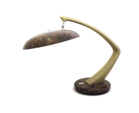 A VINTAGE SPANISH FASE ART DECO STYLE TABLE LAMP with a rotating base and a mottled tortoiseshell style finish, 40cm in heigh