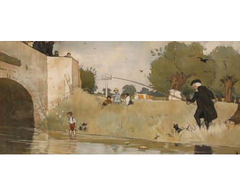 CECIL ALDIN  'A Likely Spot', coloured lithograph, 30cm x 60cm