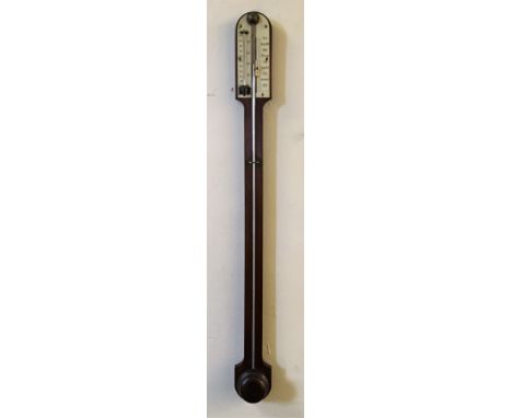 A mahogany cased barometer. Height approximately 90cm.