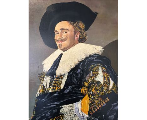 J. P. BROWN. Two framed paintings, one oil on canvas, titled ‘The Laughing Cavalier after Franz Hals’, Portrait of Man with h