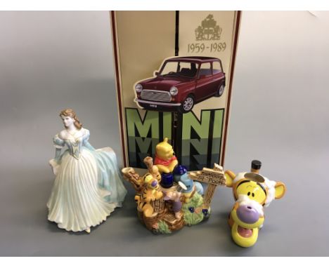 Various items including Disney Showcase winter tigger head and Winnie the Pooh teapot, Royal Worcester ‘Olivia’, porcelain fa