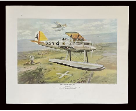 Aviation. Kenneth McDonogh colour Print Titled The Schneider Trophy 1923. Unsigned. Un-Numbered. Good condition. Good conditi