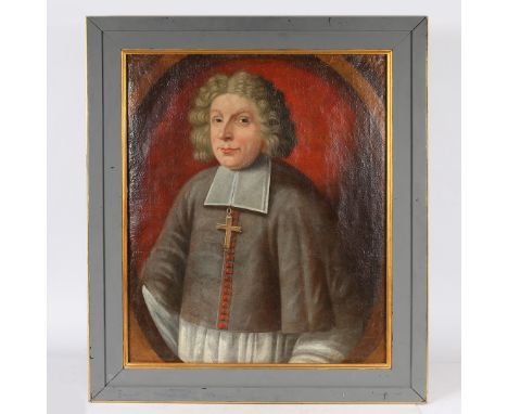 One side depicting a portrait of a clergyman inscribed "AETATIS SVAF.60, 1691", The opposing side painted with a Papal Hatchm