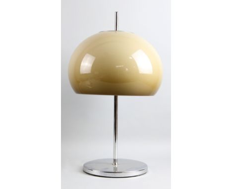 Harvey Guzzini mushroom table lamp unsigned, with brown/beige acrylic shade and chrome base, circa 1970s, approx 52cm high.  