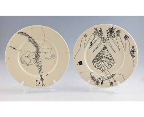 Two Poole Pottery Uri Geller limited edition chargers, comprising 'Creation of Earth', 266/1000, and 'Faces of the Universe',