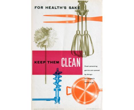 Original vintage health propaganda poster - For Health's Sake Keep Them Clean Food poisoning germs are spread by things not p