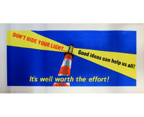 Original vintage motivational poster: Don't hide your light - good ideas can help us all! - It's well worth the effort! Great