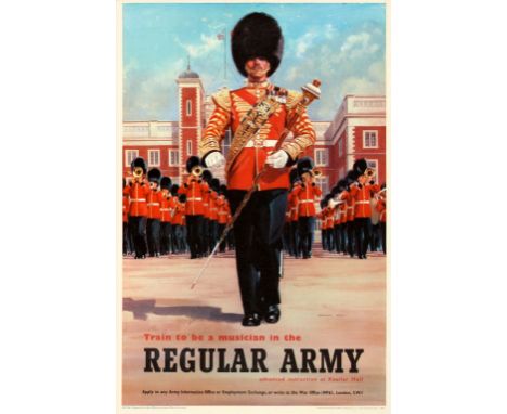 Original vintage British Army recruitment poster - Train to be a Musician in the Regular Army advanced instruction at Kneller
