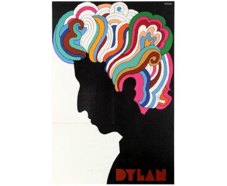 Original vintage music poster from the sixties psychedelic era featuring an iconic image of the influential musician Bob Dyla