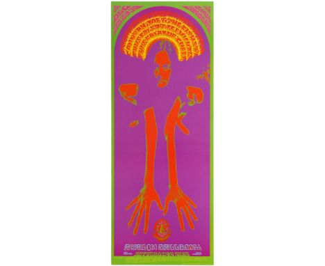 Original vintage music advertising poster for a concert by Jim Kweskin Jug Band at the Avalon Ballroom in 1968 with supportin