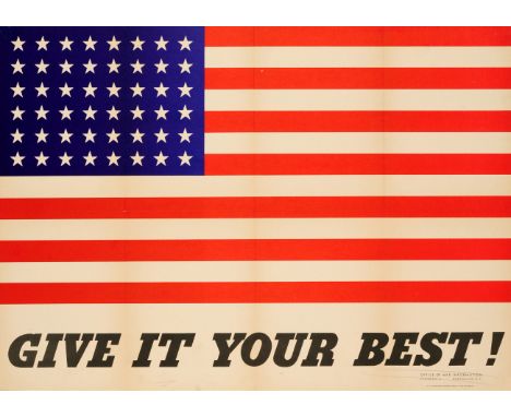 Original vintage World War Two propaganda poster issued by the United States Office of War Information to encourage all Ameri