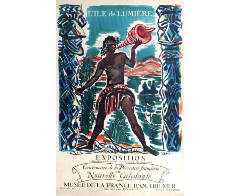 Original vintage travel advertising poster: l'Ile de Lumiere Exposition, 11 decembre au 24 janvier, Centenaire de la Presence
