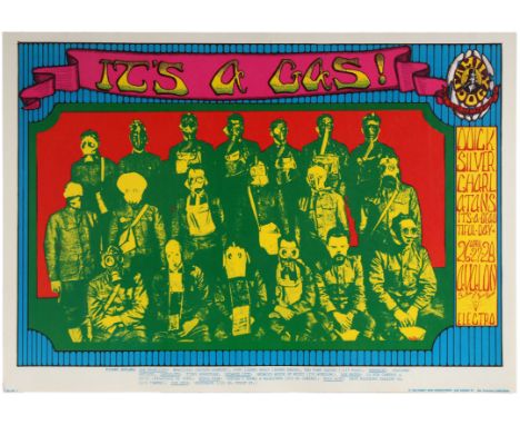 Original vintage music advertising poster for a concert event titled 'It's a Gas' at the Avalon Ballroom in 1968 featuring Qu