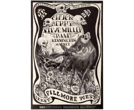 Original vintage music advertising poster for a show presented by Bill Graham at the Fillmore West Auditorium in San Francisc