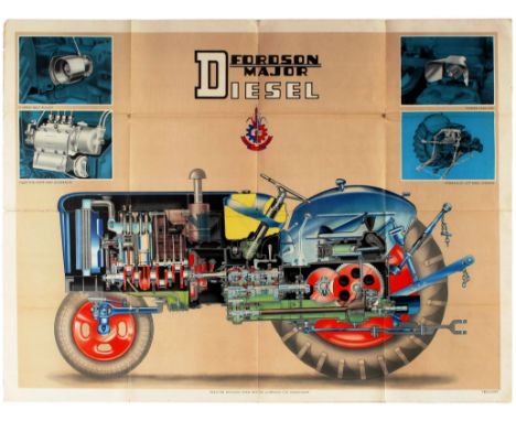 Original vintage advertising poster for the Fordson Major Diesel tractor, published by the Tractor Division Ford Motor Compan