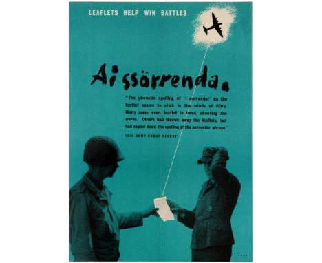 Original vintage World War Two propaganda poster: Leaflets help win battles. ' Ai Sorrenda' - This poster features a monochro