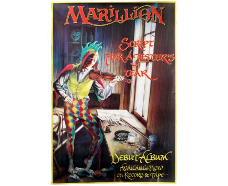 Original vintage advertising poster for the release of Script for a Jester's Tear, the debut studio album by British neo-prog