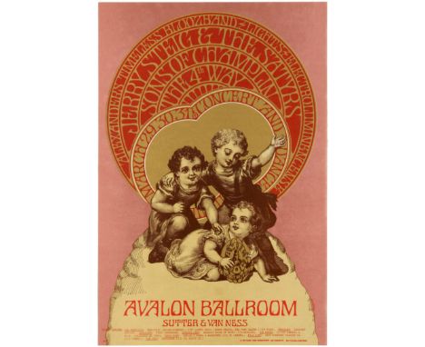 Original vintage music advertising poster for a concert by The Fourth Way at the Avalon Ballroom in 1968 with supporting acts