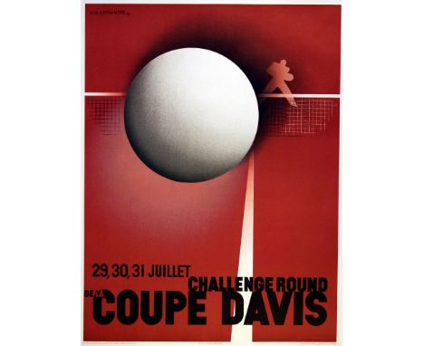 Poster designed by the notable poster artist, A. M. Cassandre (1901-1968), for the Davis Cup - 29, 30, 31 Juillet challenge r