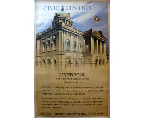 Original vintage British Railways poster for Liverpool by the notable painter and poster artist, Claude Buckle (1905-1973). G