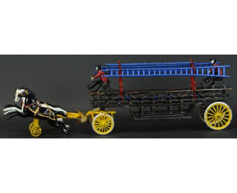 254. DENT HORSE DRAWN LADDER WAGON | The shear size of this toy is very impressive, massive electroplated wagon holds hand pa