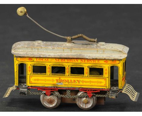 833. IVES #800 TROLLEY | O gauge, electric, litho. Provenance: Paul Cole Collection. | 7" l. | Roof (Good to Very Good Condit