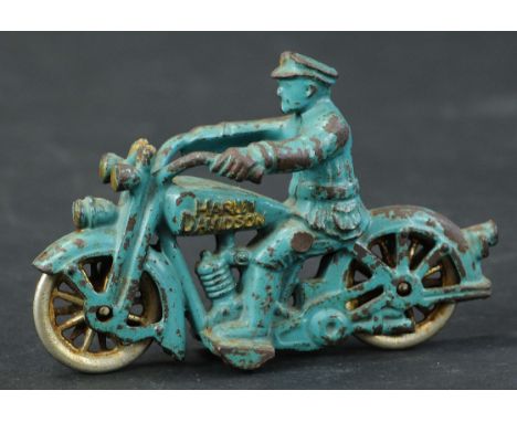 315. HUBLEY HARLEY DAVIDSON POLICE CYCLE | Nickel wheels, painted blue version. | Provenance: Paul Cole Collection. | 5.5" l.