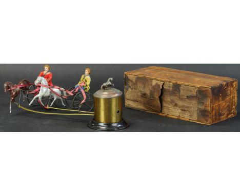 239. BOXED IVES JUBILEE TROTTING COURSE | Very rare offering of scarce toy with original box containing portions of original 