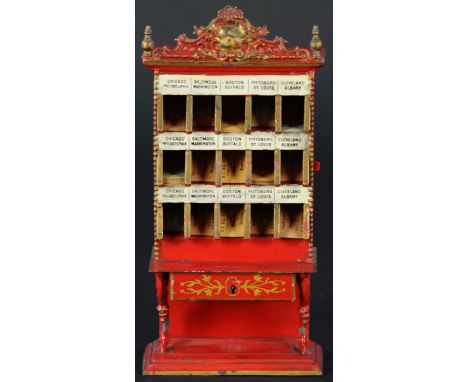 591. MARKLIN NO. 2093 AMERICAN MARKET TICKET DISPENSER | Hand painted, features American cities such as Cleveland, Philadelph