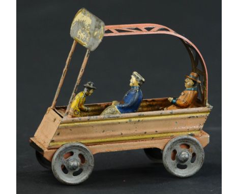 138. MOHR &amp; KRAUSS COASTER CAR TOY | Attributed to M&amp;K based on style of metal work and figures, possibly part of an 