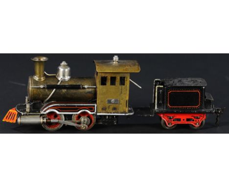 636. MARKLIN R.0. LIVE STEAM LOCOMOTIVE | O gauge, live steam, American market loco with cowcatcher and six window brass cab,