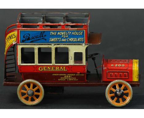 14. BING ADVERTISING DOUBLE DECKER BUS | Seldom seen with colors on the advertisements in this small size, a very charming pi