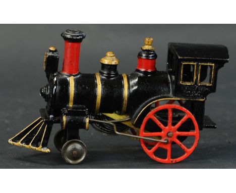 361. IVES CLOCKWORK FLOOR TRAIN ENGINE | Early example, circa 1884-1895, fantastic paint is still very well preserved through