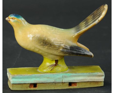 182. CARRIER PIGEON SQUEAK TOY | Thuringia Mfgs., composition on a platform, very realistic squeak from both ends. | Provenan