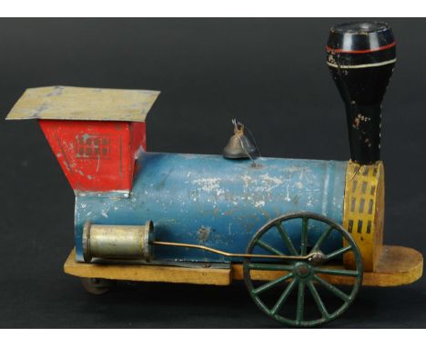 332. GEORGE BROWN CLOCKWORK TIN ENGINE | Clockwork driven, a clean hand painted example, has "Victory" nicely stenciled on si