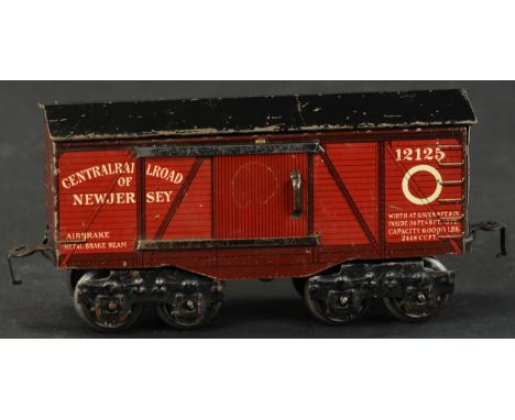 752. RARE MARKLIN NJ CENTRAL RAILROAD BOX CAR | O gauge, lithographed, reads "Central Railroad of New Jersey 12125," very rar